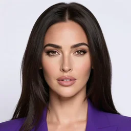 close up portrait of a beautiful megan fox in smooth purple sci - fi armor, elegant, intense, an ultrafine hyperdetailed illustration by kim jung gi, irakli nadar, intricate linework, sharp focus, bright colors, octopath traveler, final fantasy, unreal engine 5, global illumination, radiant light