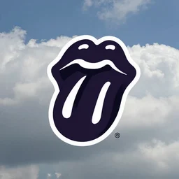 rolling stones logo in the clouds