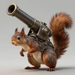 a giant squirrel with a giant cannon in his back, exoskeleton, technology, elegant, highly detailed, digital painting, artstation, concept art, smooth, sharp focus, illustration, art by krenz cushart and artem, demura and alphonse mucha