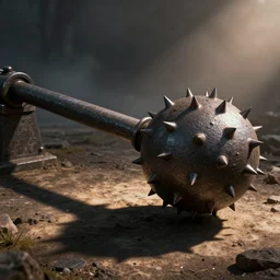 A shaft with an attached iron ball adorned with spikes