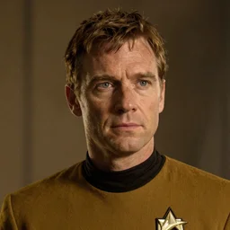 portrait of Hugh Laurie wearing his starfleet captains uniform, close face shot, realistic character concept, high fantasy, light atmosphere, golden ratio, cinematic lighting, hyperdetailed, high resolution, insanely detailed and intricate, artstation, Marc Simonetti, Greg Rutkowski