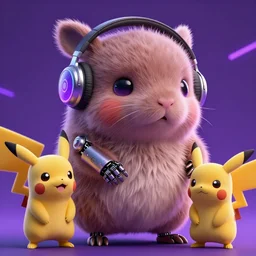 high quality 3 d render neo - cyberpunk very cute fluffy! wombat!! cyborg with headphones, mechanical paw, highly detailed, unreal engine cinematic smooth, in the style of detective pikachu, hannah yata charlie immer, neon purple light, low angle, uhd 8 k, sharp focus