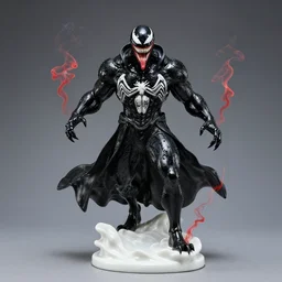 venom lord sculptor, black paint on white porcelain, ambient light, leather cloak, red smoke, intricate, wet plastic, levitating, style of alex stoddard, 8 k