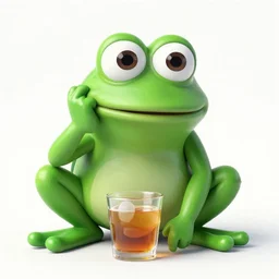 pepe the frog, being depressed and drinking alcohol, photorealistic, 8 k