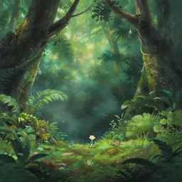 a wholesome animation key shot of a cute empty foggy jungle ground, studio ghibli, pixar and disney animation, sharp, rendered in gouache painting, anime key art by greg rutkowski, bloom, dramatic, dynamic lighting