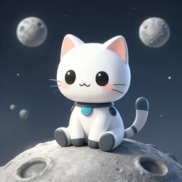cute little robotcat sitting on the moon, fantasy, concept art, artstation, tyler edlin, feng zhu, jeehyun lee, thomas karpi