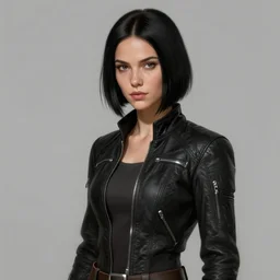 portrait of a woman by greg rutkowski, anya solo, black bob hair, tall and slender, star wars expanded universe, wearing a black flying jacket, she is about 2 0 years old, highly detailed portrait, digital painting, artstation, concept art, smooth, sharp foccus ilustration, artstation hq
