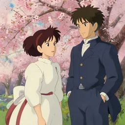 cherry blossom, in the style of studio ghibli, j. c. leyendecker, greg rutkowski, artem