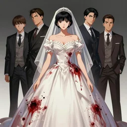 The bride in a bloody dress, by Stanley Artgerm Lau, WLOP, Rossdraws, James Jean, Andrei Riabovitchev, Marc Simonetti, Yoshitaka Amano, ArtStation, CGSociety,