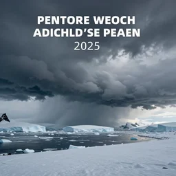 a dreamlike antarctic landscape in stormy weather, matte painting