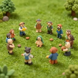 heavy tilt-shift green pasture, fuzzy clay creatures playing a game, Alena Aenami, Petros Afshar, Noah Bradley, Anton Fadeev, Anato Finnstark, Steve Henderson, Filip Hodas, Mark Keathley, Thomas Kinkade, Phil Koch, Gilbert Williams, Mike Winkelmann, Beeple