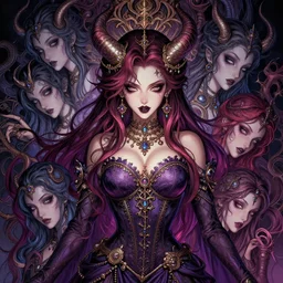 the portrait of chaotic evil fallen sensual colorful female necromancer overlord as absurdly beautiful, gorgeous, elegant, young idol, an ultrafine hyperdetailed illustration by kim jung gi, irakli nadar, detailed faces, intricate linework, octopath traveler, final fantasy, unreal engine 5 highly rendered, global illumination, radiant light, highly detailed and intricate environment