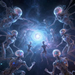 the highly - evolved sentient psychic nanobot organoids at war with the translucent headed prismatic brained mindless mystics, on an ethereal astral plane, 8 k ultra realistic art, dynamic composition, digital art, intricate endless detail, occult magick, ethereal, imaginatively imagined, artstation, thom tenery, peter mohrbacher, sylvain sarrailh