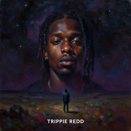 Trippie Redd psychedelic album cover dark oil painting astral