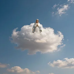 wide angle sky with 0 0 8 1 8 0 0 virgin mary cloud in center, path tracing, ray tracing, illusion