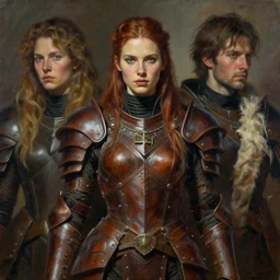 portrait of girl wearing tyranid leather armor. intricate painting by ross tran, magali villeneuve, and jeremy mann.