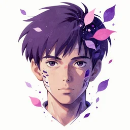 portrait, cyberpunk hero, floating detailes, very detailed face, leaves by miyazaki, violet and pink and white palette, illustration, kenneth blom, mental alchemy, james jean, pablo amaringo, naudline pierre, contemporary art, hyper detailed