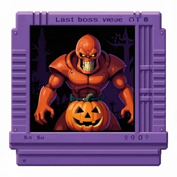 A beautiful, highly detailed illustration of the intimidating 'last boss of Halloween' in an NES instruction manual