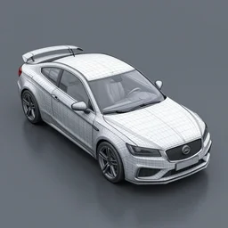 3 d render of a car, wire view