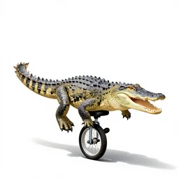 alligator riding a unicycle