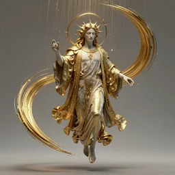 portrait of a surreal GOD floating, gold raining in spiral, ultra super good realistic 3D render by Pete Morbacher and Emil Melmoth, insanely detailed, trending on artstation, sharp focus