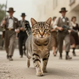 photo of a cat leading a cult, 1 9 4 0 s
