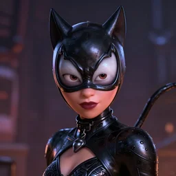 lofi venom catwoman portrait, Pixar style, by Tristan Eaton Stanley Artgerm and Tom Bagshaw.