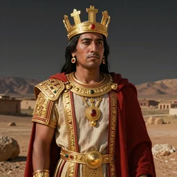 portrait of inca king in 1 4 1 8, pacha kutiq inka yupanki. gold jewelry. unreal 5, hyper realistic, realistic, photo realistic, dynamic lighting, highly detailed, cinematic landscape, studio landscape, studio lighting