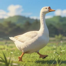 running goose by makoto shinkai unreal engine ， light effect ， highly detailed ，