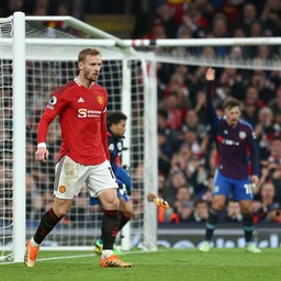 Roy Kent scoring a goal for for Manchester United in 2019, Roy Kent from the TV show Ted Lasso