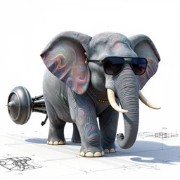 engineering document, drawing, autodesk blueprint, warp drive, elephant wearing sunglasses ( ( ( hyper detailed masterpiece, psychedelic fractal pattern, jean giraud, digital art painting, dream wave aesthetic, ethereal, artgerm, donato giancola, tom bagshaw ) ) )