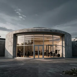 photograph of a gym build on a bunker