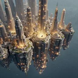 ilustration of the edge of a floating cities, whimsical, detailed, volumetric lights, intricate details, raytracing, great complexity, trending on artstation by james c christensen and mandy jurgens
