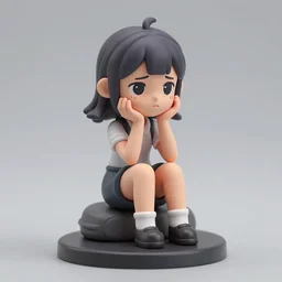 Product Introduction Photos, 4K, Full body, 80mm resin detailed miniature of a worrier girl, sitting