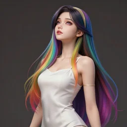 the portrait of neutral rainbow colorful female cleric bard as an absurdly beautiful, gorgeous, elegant, skinny gravure idol looking up, an ultrafine hyperdetailed illustration by kim jung gi, irakli nadar, intricate linework, super detailed faces, super sharp focus, bright colors, octopath traveler, final fantasy, unreal engine 5 highly rendered, global illumination, radiant light