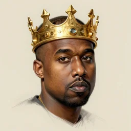 sketch study of portrait of kanye west wearing a golden futuritic golden crown, by tintoretto. hyper realistic octane render. neo classical aesthetics