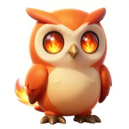 full shot,a cute fire owl Pokémon with big eyes made of flame,Greg Rutkowski,trending on artstation,High contrast,Light and shadow, High detail