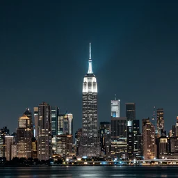 Megapolis skyline under starry sky