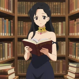 anime visual, full body portrait of women like reol holding a costume party in a library, open books, wearing an ornate and choker by gustav klimt,, cute face by ilya kuvshinov, yoshinari yoh, makoto shinkai, katsura masakazu, moody, dynamic perspective pose, detailed facial features, kyoani, rounded eyes, crisp and sharp, cel shade