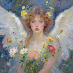 aesthetic! angelic! woman portrait by Anna Dittmann and Harumi Hironaka and Filip Hodas, flowers, magical, artsy, impressionism