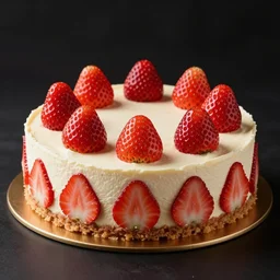 high quality product photography of strawberry cheese cake, volumetric dramatic light, dark black background, sharp focus, highly realistic, octane render, art by greg rutsowski
