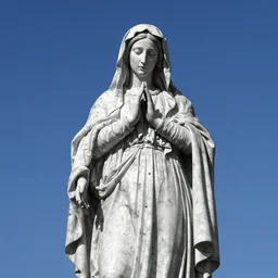 ultra high contrast monochrome virgin mary in blue sky
