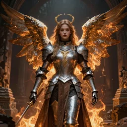 Angel knight gothic girl on ancient ruins. By William-Adolphe Bouguerea, Jordan grimmer, fractal flame. Highly_detailded