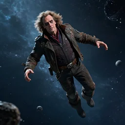 concept art of tim curry floating in space, ultra high detail, photorealistic, 8 k