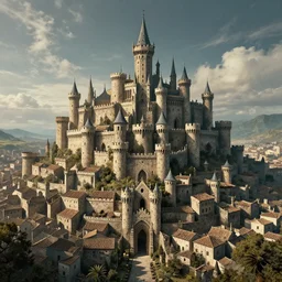 medieval city on the back of a giant guillermo del toro style