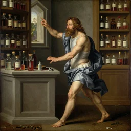 masterful renaissance painting of father time working diligently in a futuristic apothecary - n 6