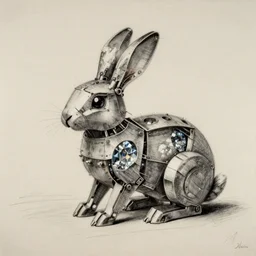 mechanical rabbit with a crystal inside, by Leonardo da Vinci, drawn projects