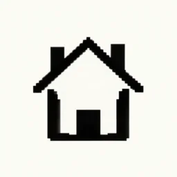 pixel art, house icon, minimalist, black, on light background