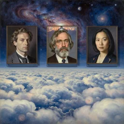 The oracle of bibliophiles on cosmic cloudscape, italian futurism, Dan Mumford, Victo Ngai, Kilian Eng