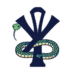 illustrator vector graphic design of a snake wrapping around an ank sign, trending on artstation, pixelated, chromostereopsis